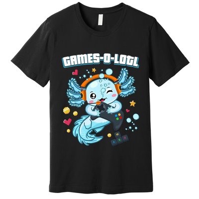 Gamesolotl Axolotl Video Gamer Kawaii Axolotl Fish Premium T-Shirt