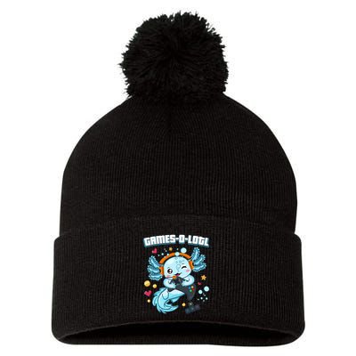 Gamesolotl Axolotl Video Gamer Kawaii Axolotl Fish Pom Pom 12in Knit Beanie