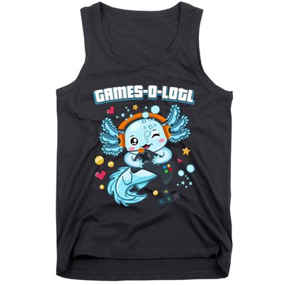 Gamesolotl Axolotl Video Gamer Kawaii Axolotl Fish Tank Top