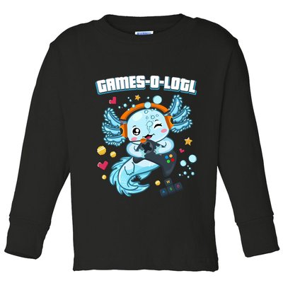 Gamesolotl Axolotl Video Gamer Kawaii Axolotl Fish Toddler Long Sleeve Shirt