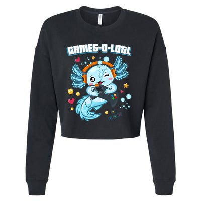 Gamesolotl Axolotl Video Gamer Kawaii Axolotl Fish Cropped Pullover Crew