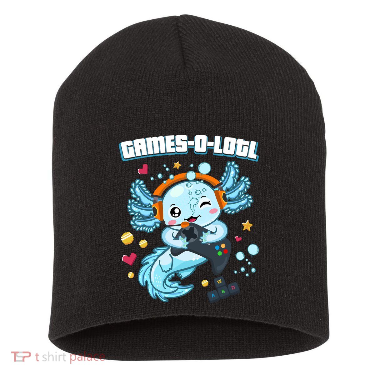 Gamesolotl Axolotl Video Gamer Kawaii Axolotl Fish Short Acrylic Beanie