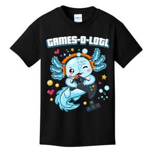 Gamesolotl Axolotl Video Gamer Kawaii Axolotl Fish Kids T-Shirt