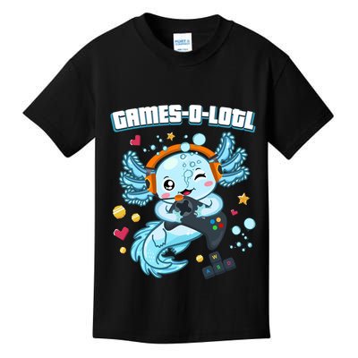 Gamesolotl Axolotl Video Gamer Kawaii Axolotl Fish Kids T-Shirt