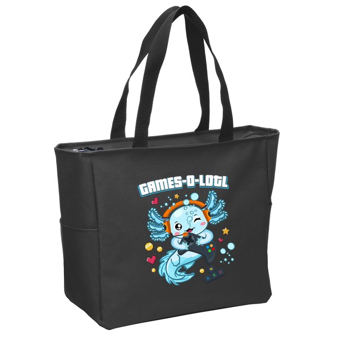 Gamesolotl Axolotl Video Gamer Kawaii Axolotl Fish Zip Tote Bag