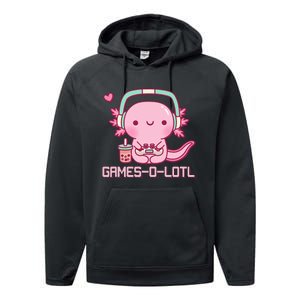 Gamesolotl Axolotl Video Games Kawaii Anime Gamer Performance Fleece Hoodie