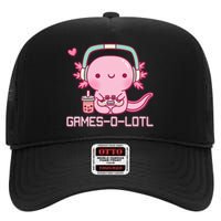 Gamesolotl Axolotl Video Games Kawaii Anime Gamer High Crown Mesh Back Trucker Hat