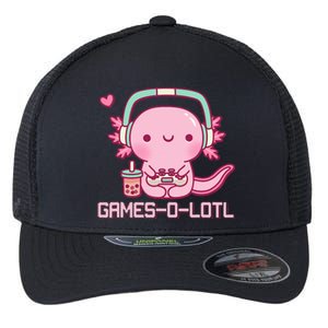 Gamesolotl Axolotl Video Games Kawaii Anime Gamer Flexfit Unipanel Trucker Cap