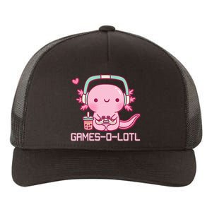 Gamesolotl Axolotl Video Games Kawaii Anime Gamer Yupoong Adult 5-Panel Trucker Hat