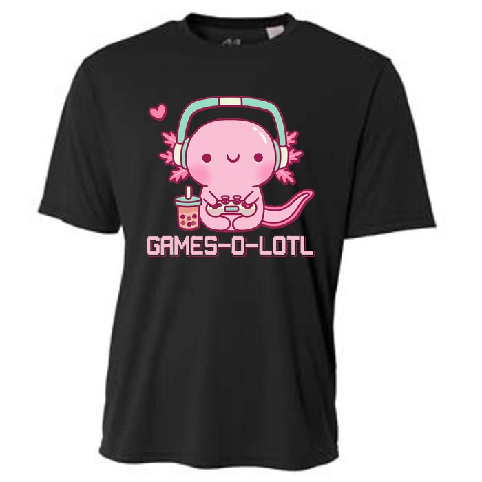 Gamesolotl Axolotl Video Games Kawaii Anime Gamer Cooling Performance Crew T-Shirt