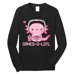 Gamesolotl Axolotl Video Games Kawaii Anime Gamer Long Sleeve Shirt