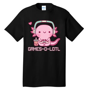 Gamesolotl Axolotl Video Games Kawaii Anime Gamer Tall T-Shirt