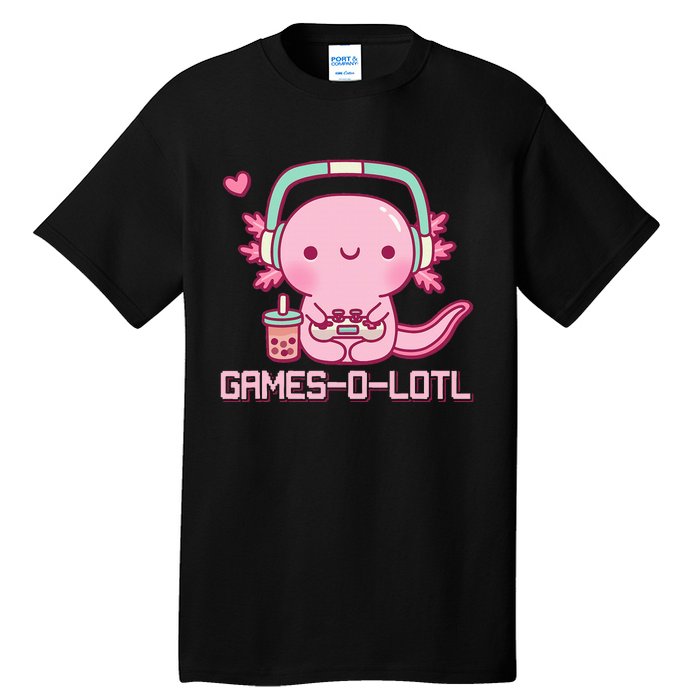 Gamesolotl Axolotl Video Games Kawaii Anime Gamer Tall T-Shirt