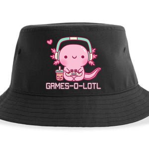 Gamesolotl Axolotl Video Games Kawaii Anime Gamer Sustainable Bucket Hat