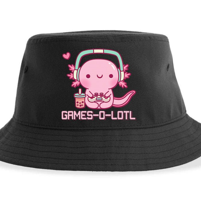 Gamesolotl Axolotl Video Games Kawaii Anime Gamer Sustainable Bucket Hat