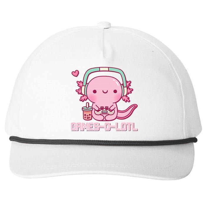 Gamesolotl Axolotl Video Games Kawaii Anime Gamer Snapback Five-Panel Rope Hat