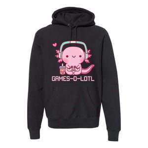 Gamesolotl Axolotl Video Games Kawaii Anime Gamer Premium Hoodie