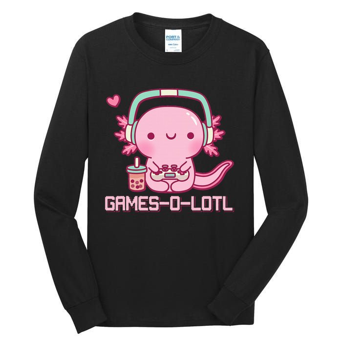 Gamesolotl Axolotl Video Games Kawaii Anime Gamer Tall Long Sleeve T-Shirt