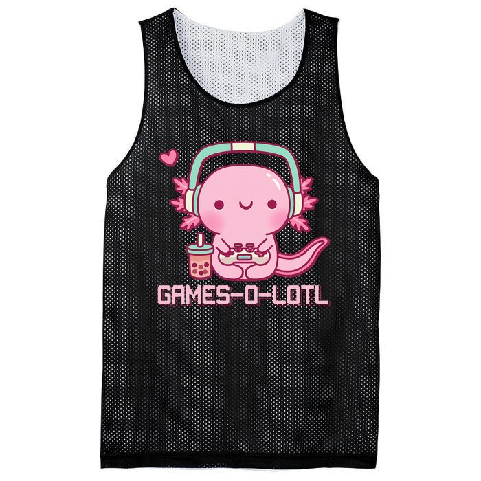 Gamesolotl Axolotl Video Games Kawaii Anime Gamer Mesh Reversible Basketball Jersey Tank