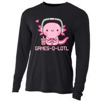 Gamesolotl Axolotl Video Games Kawaii Anime Gamer Cooling Performance Long Sleeve Crew