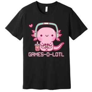 Gamesolotl Axolotl Video Games Kawaii Anime Gamer Premium T-Shirt