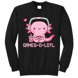 Gamesolotl Axolotl Video Games Kawaii Anime Gamer Tall Sweatshirt