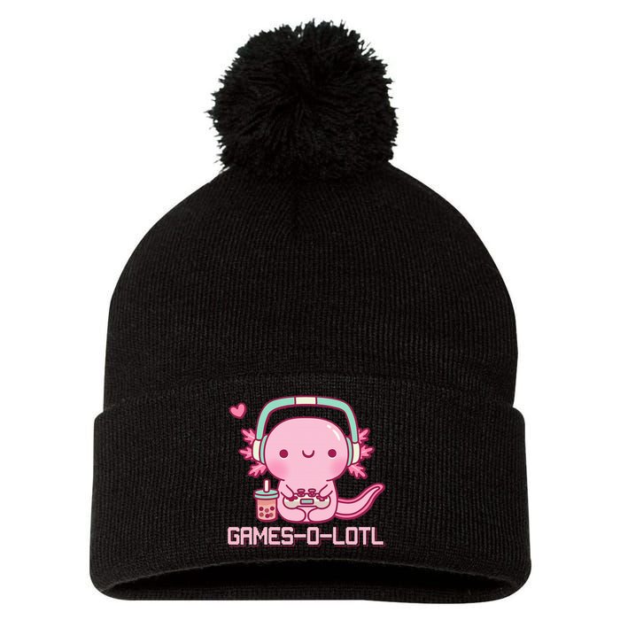 Gamesolotl Axolotl Video Games Kawaii Anime Gamer Pom Pom 12in Knit Beanie