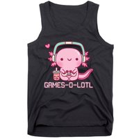 Gamesolotl Axolotl Video Games Kawaii Anime Gamer Tank Top