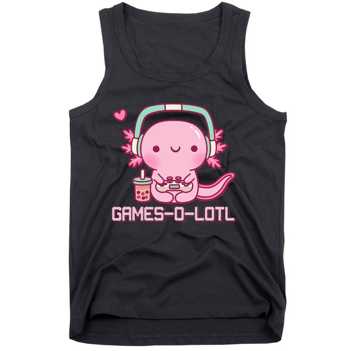 Gamesolotl Axolotl Video Games Kawaii Anime Gamer Tank Top