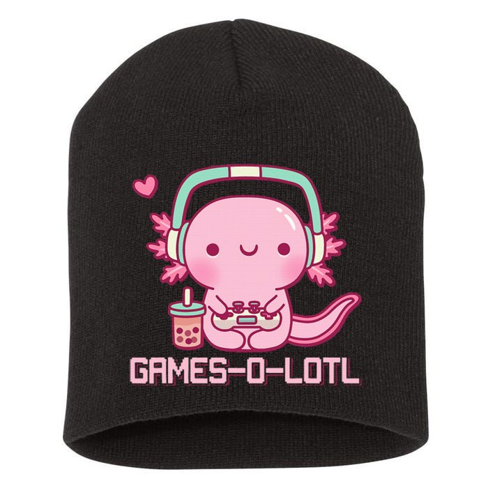 Gamesolotl Axolotl Video Games Kawaii Anime Gamer Short Acrylic Beanie