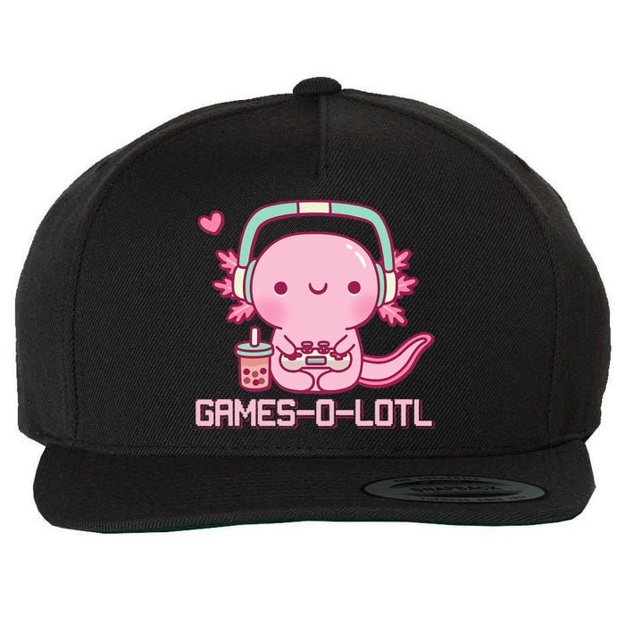 Gamesolotl Axolotl Video Games Kawaii Anime Gamer Wool Snapback Cap