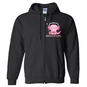 Gamesolotl Axolotl Video Games Kawaii Anime Gamer Full Zip Hoodie