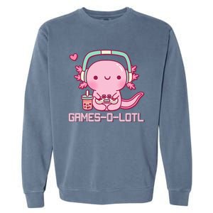 Gamesolotl Axolotl Video Games Kawaii Anime Gamer Garment-Dyed Sweatshirt