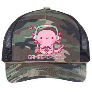 Gamesolotl Axolotl Video Games Kawaii Anime Gamer Retro Rope Trucker Hat Cap