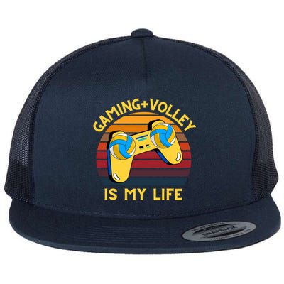 Gaming And Volley Is My Life Volley Esport Gamer Gift Flat Bill Trucker Hat