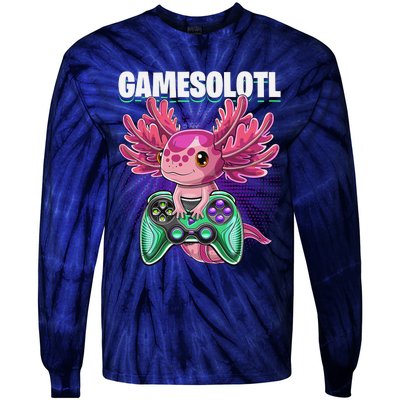 Gamesolotl Axolotl Video Game Controller Gaming  Tie-Dye Long Sleeve Shirt