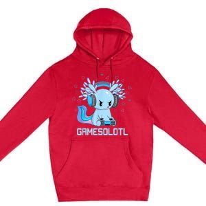 Gamesolotl Axolotl Video Gamer Kawaii Anime Gifts Boys Girls Premium Pullover Hoodie