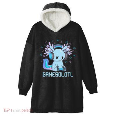 Gamesolotl Axolotl Video Gamer Kawaii Anime Gift Boys Teens  Hooded Wearable Blanket