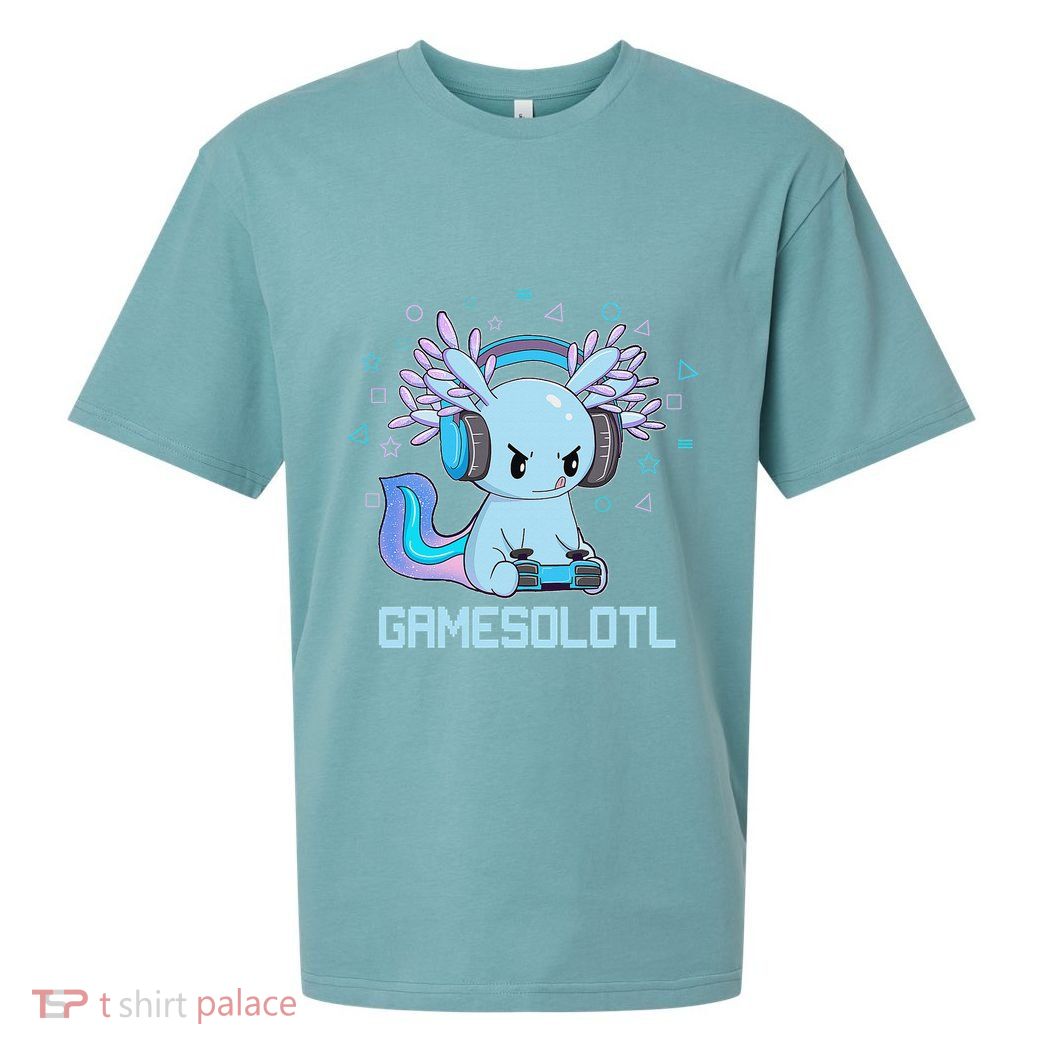 Gamesolotl Axolotl Video Gamer Kawaii Anime Gift Boys Teens  Sueded Cloud Jersey T-Shirt