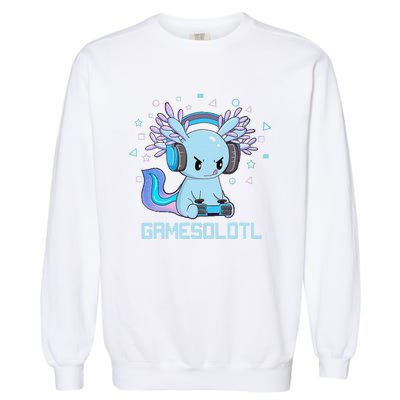 Gamesolotl Axolotl Video Gamer Kawaii Anime Gift Boys Teens  Garment-Dyed Sweatshirt