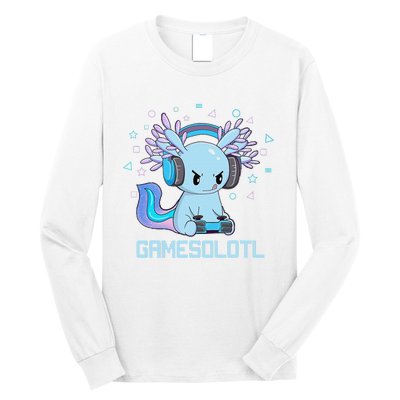 Gamesolotl Axolotl Video Gamer Kawaii Anime Gift Boys Teens  Long Sleeve Shirt