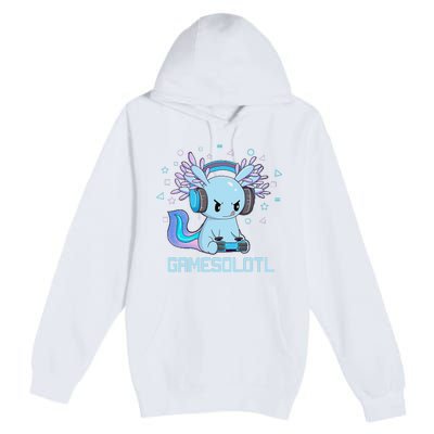 Gamesolotl Axolotl Video Gamer Kawaii Anime Gift Boys Teens  Premium Pullover Hoodie