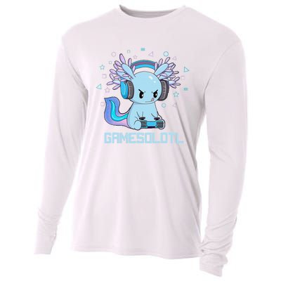 Gamesolotl Axolotl Video Gamer Kawaii Anime Gift Boys Teens  Cooling Performance Long Sleeve Crew