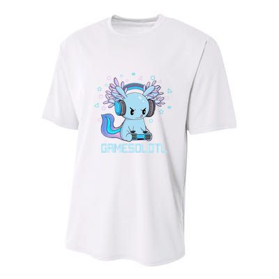 Gamesolotl Axolotl Video Gamer Kawaii Anime Gift Boys Teens  Youth Performance Sprint T-Shirt