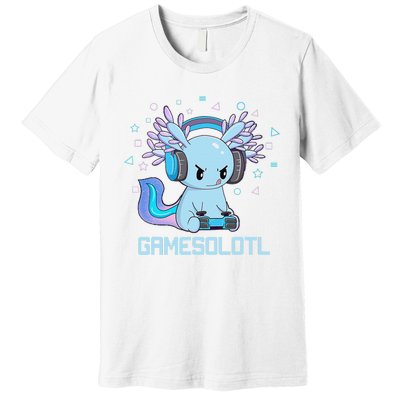 Gamesolotl Axolotl Video Gamer Kawaii Anime Gift Boys Teens  Premium T-Shirt