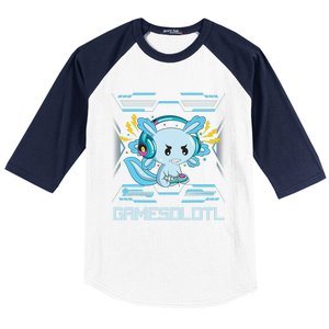 Gamesolotl Axolotl Video Gamer Kawaii Anime Gifts Boys Girls  Baseball Sleeve Shirt