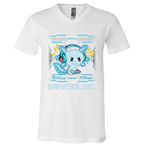 Gamesolotl Axolotl Video Gamer Kawaii Anime Gifts Boys Girls  V-Neck T-Shirt