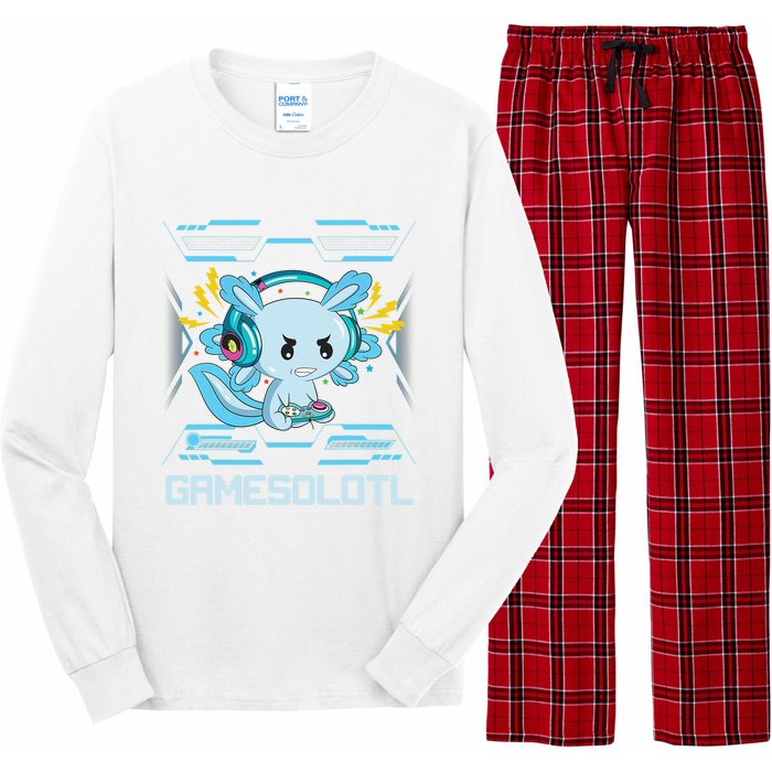 Gamesolotl Axolotl Video Gamer Kawaii Anime Gifts Boys Girls  Long Sleeve Pajama Set