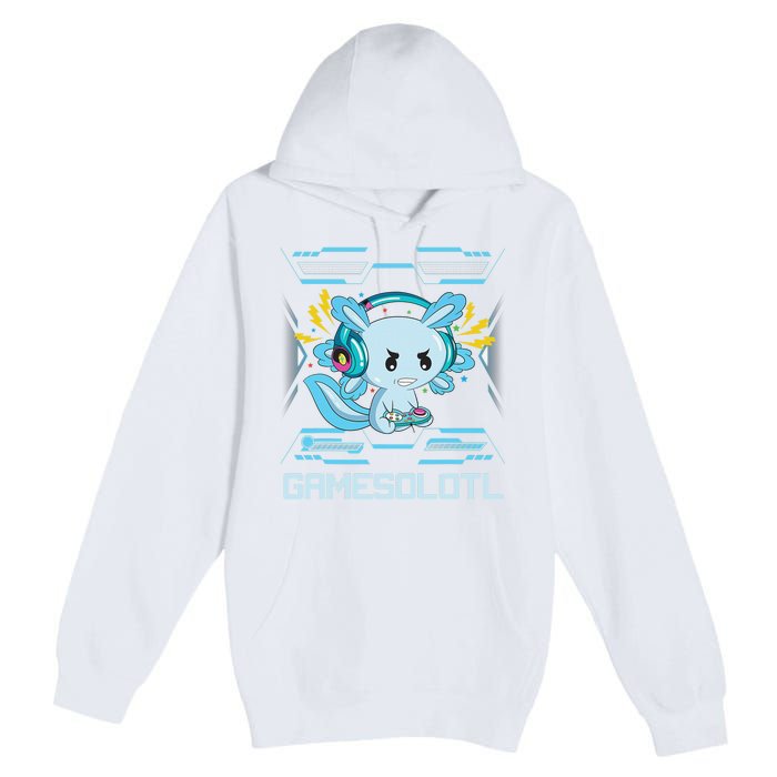 Gamesolotl Axolotl Video Gamer Kawaii Anime Gifts Boys Girls  Premium Pullover Hoodie