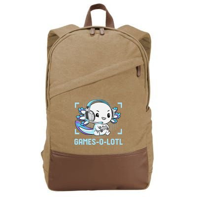 Gamesolotl Axolotl Video Gamer Kawaii Anime Funny Cotton Canvas Backpack